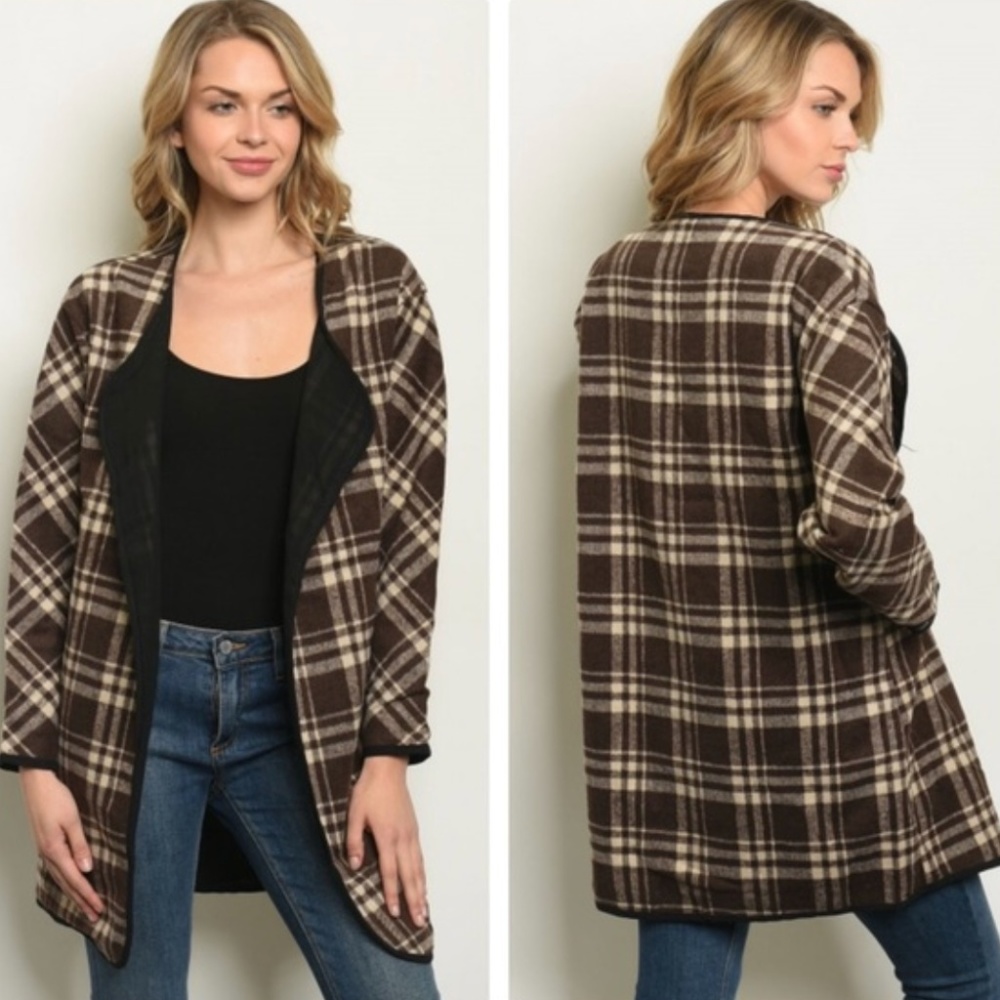 NWT Plaid Flannel Cardigan Shacket Fall Academia Academic